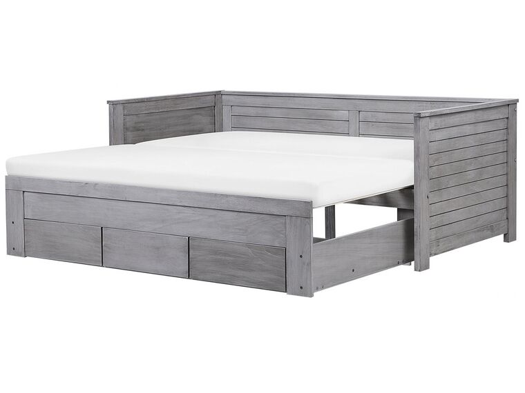 Drevená rozkladacia posteľ s úložným priestorom 90/180x200 cm sivá CAHORS_742468