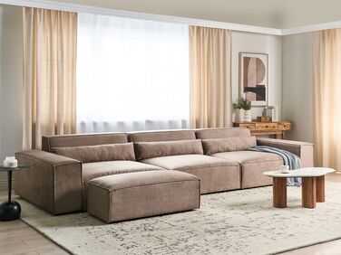 3-seters modulær sofa med ottoman stoff Brun HELLNAR