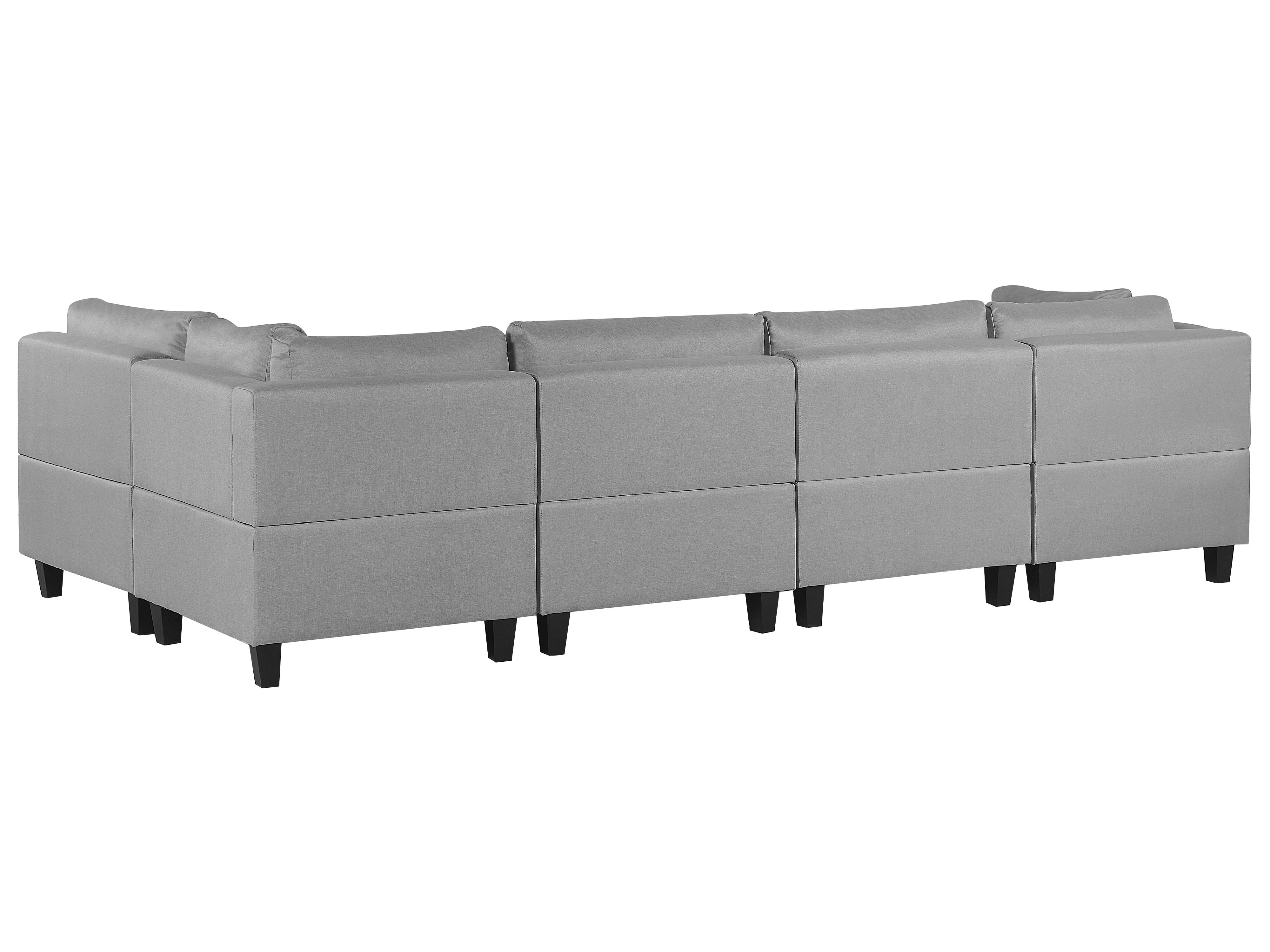 6 Seater UShaped Modular Fabric Sofa Light Grey FEVIK Beliani.no