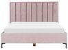 Zamatová posteľ s úložným priestorom 180 x 200 cm ružová SEZANNE_892482