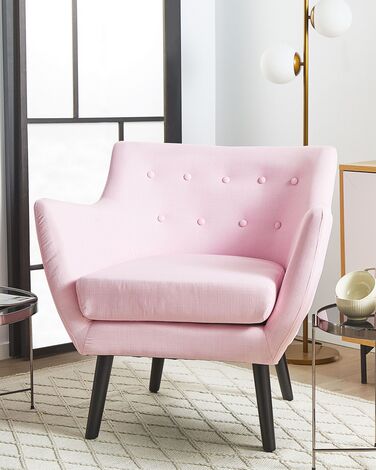  Fabric Armchair Pink with Black DRAMMEN