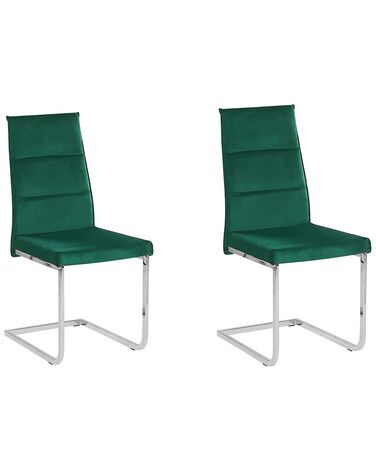 Lot de 2 chaises de cuisine en velours vert ROCKFORD 