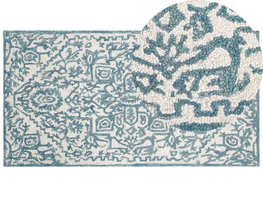 Vlnený koberec 80 x 150 cm biela/modrá AHMETLI