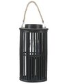 Wooden Candle Lantern 40 cm Black LUZON_774419