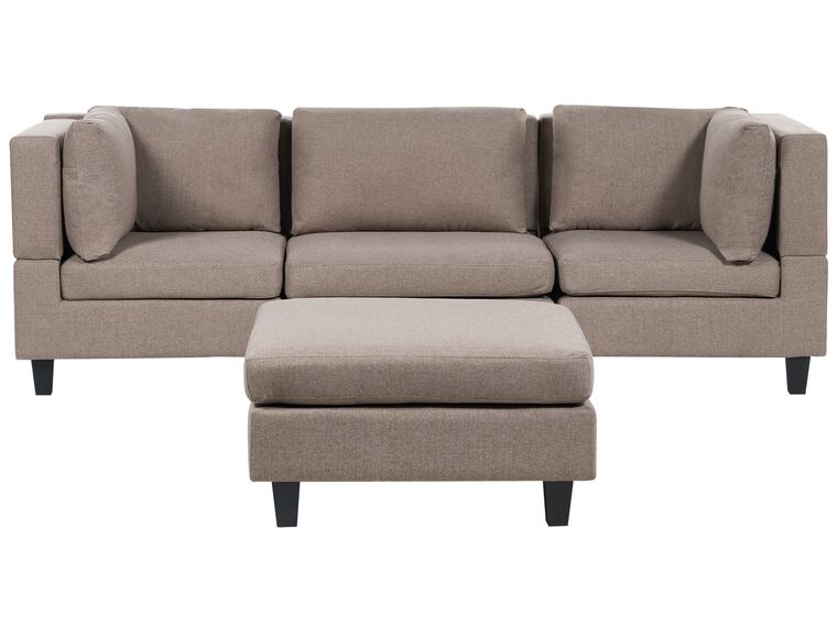 3-Seater Modular Fabric Sofa with Ottoman Brown UNSTAD_891268