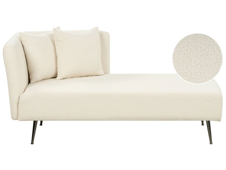 Left Hand Boucle Chaise Lounge White RIOM_883696