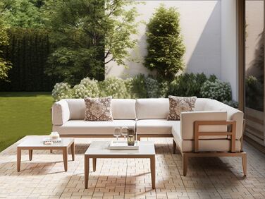 6 Seater Modular Garden Corner Sofa Set Light Beige RIMA III