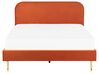 Łóżko welurowe 160 x 200 cm pomarańczowe FLAYAT_834139