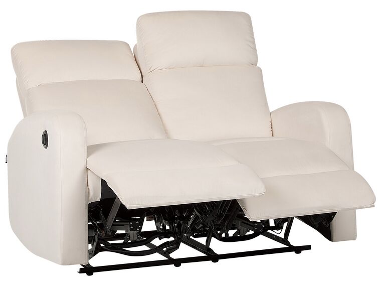 Divano 2 posti reclinabile elettricamente velluto bianco crema VERDAL_904854