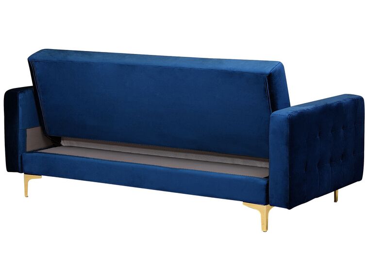 3 Seater Velvet Sofa Bed Navy Blue ABERDEEN Beliani.co.uk