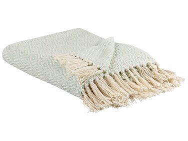 Cotton Blanket 125 x 150 cm Green and Beige MITYAL