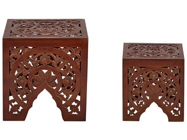 Conjunto de 2 mesas de apoio em madeira escura SHUKUR