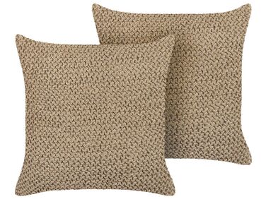 Set of 2 Jute Cushions 45 x 45 cm Beige BEGONIA