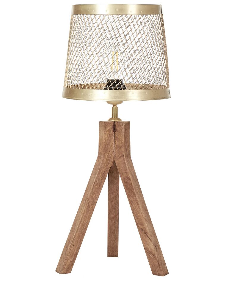 Lámpara de mesa de madera de mango oscura/latón 63 cm BEKI_868164