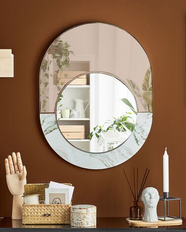 Oval Wall Mirror 65 x 50 cm Marble Effect RETY