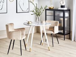 Ruokapöytä marmorikuvio valkoinen ⌀ 80 cm GUTIERE Ruokapöytä marmorikuvio valkoinen ⌀ 80 cm GUTIERE