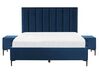 Ensemble de chambre en velours bleu avec lit coffre 160 x 200 cm SEZANNE_799976