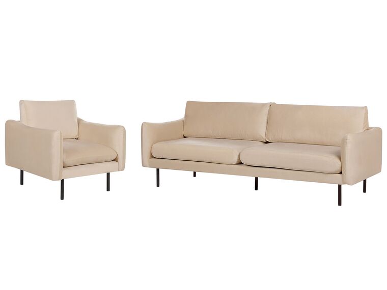 Sofa Set Samtstoff beige 4-Sitzer VINTERBRO_897443