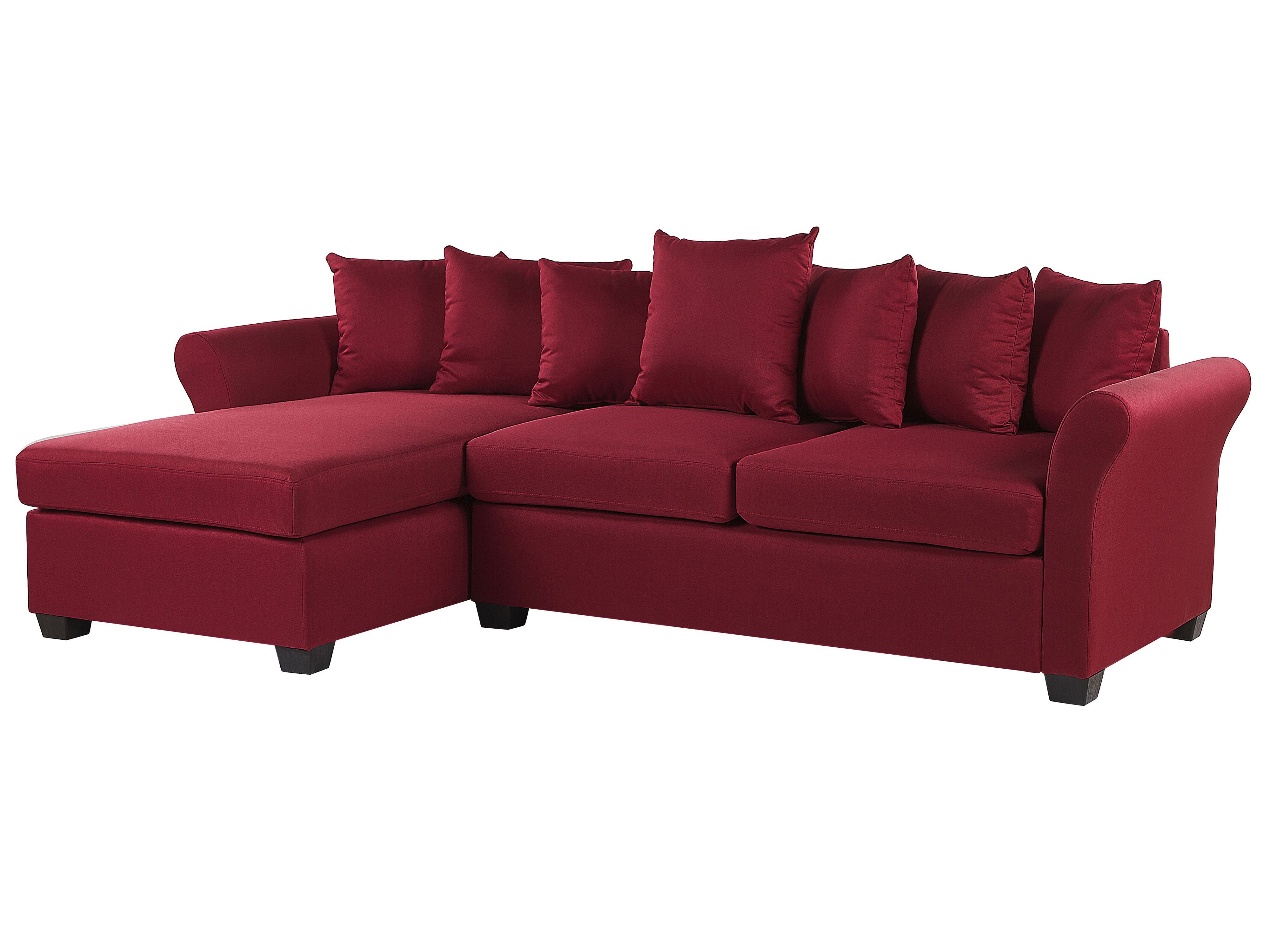 Right Hand Corner Sofa Dark Red VIKNA Beliani.co.uk