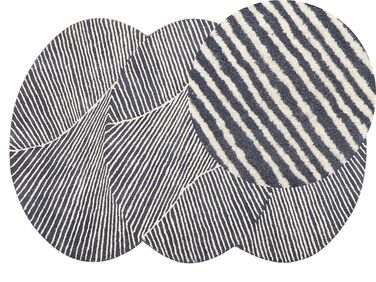 Tapete oval de lã branco e cinzento grafite 140 x 200 cm ZABOL
