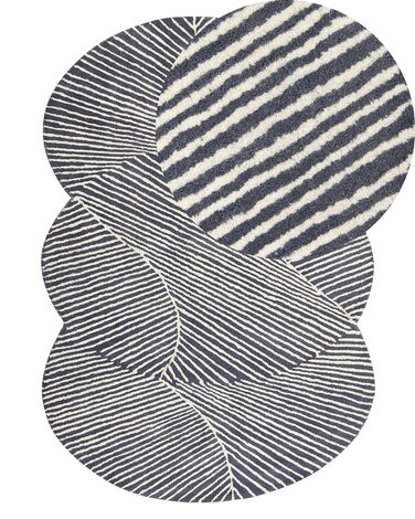 Tapis ovale en laine 140 x 200 cm blanc et gris graphite ZABOL
