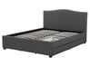 Fabric EU King Size Bed White LED with Storage Grey MONTPELLIER_708647