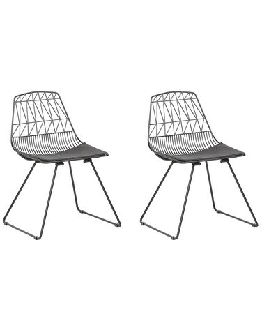 Conjunto de 2 sillas de comedor de metal negro HARLAN