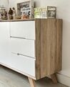 3 Drawer Sideboard White and Light Wood FORESTER_897041