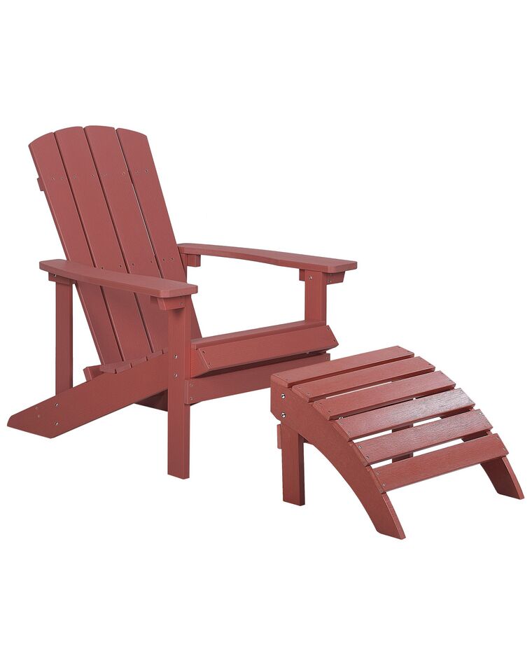 Garden Chair with Footstool Red ADIRONDACK_809677