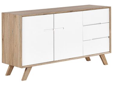 Commode blanche / effet bois clair 3 tiroirs FORESTER