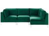 Left Hand 4 Seater Modular Velvet Corner Sofa Green EVJA_789534