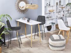 Baaripöytä valkoinen/vaalea puu 90 x 50 cm CHAVES Baaripöytä valkoinen/vaalea puu 90 x 50 cm CHAVES