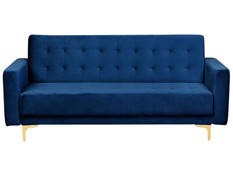 Sofa rozkładana welurowa niebieska ABERDEEN_737737