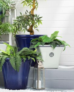 Kukkaruukku valkoinen/sininen 43 x 43 cm ELATEIA