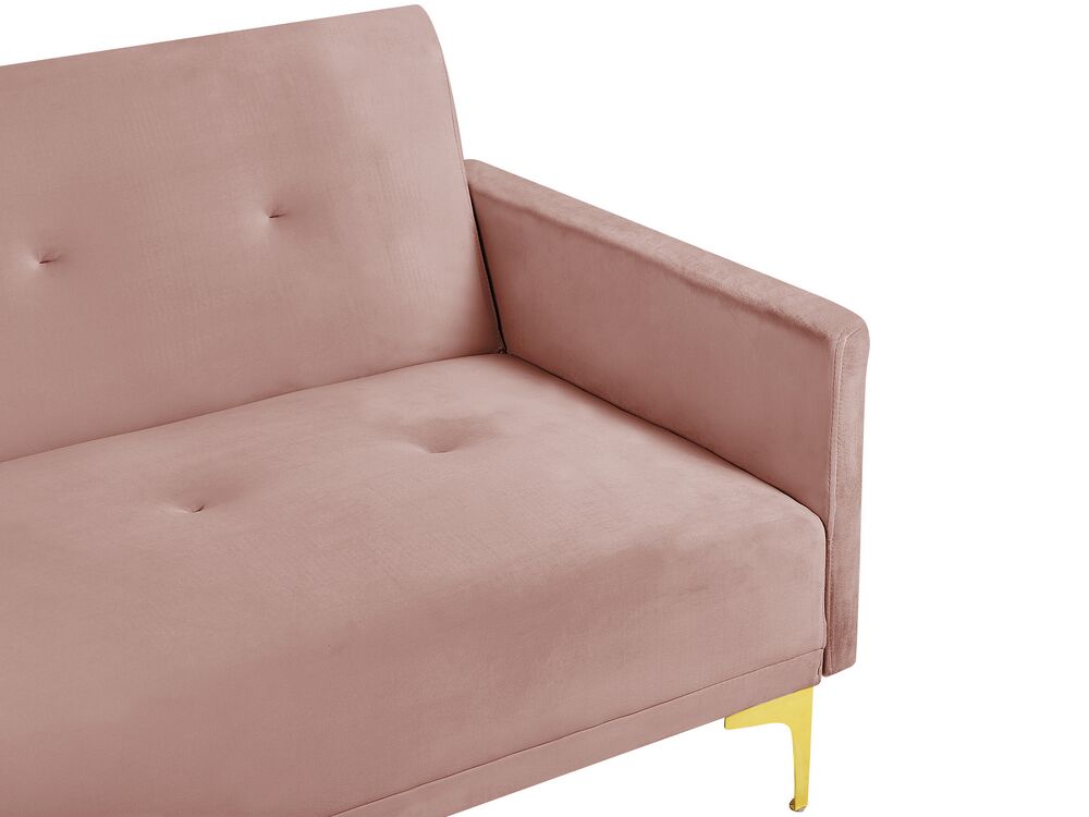 Velvet Sofa Bed Pink LUCAN Beliani.co.uk