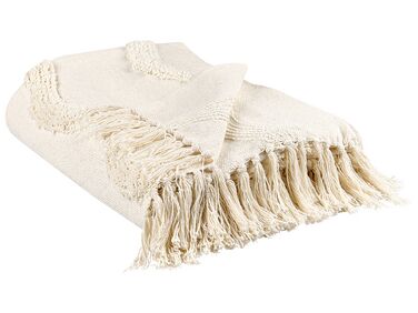 Cotton Blanket 125 x 150 cm Beige KHARI