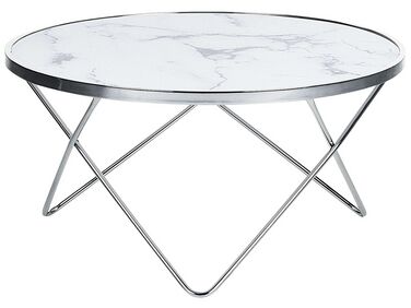 Tavolino da caffè effetto marmo bianco e argento ⌀ 80 cm MERIDIAN II