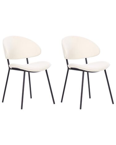 Conjunto de 2 sillas de comedor de tela color crema KIANA