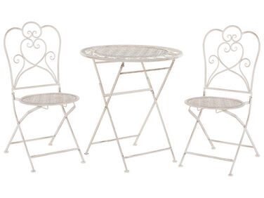 Set da balcone di un tavolo e due sedie beige/bianco sporco TRIESTE
