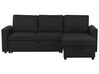 Left Hand Fabric Corner Sofa Bed with Storage Black NESNA_720208