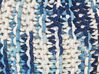 Pouf en coton blanc et bleu 50 x 35 cm CONRAD_842515