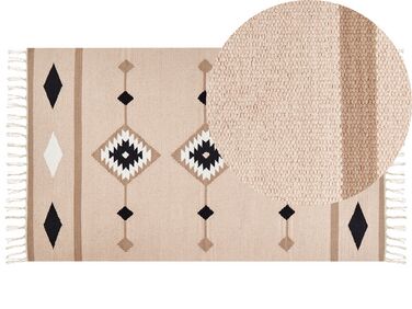 Kelim Teppich Baumwolle mehrfarbig 80 x 150 cm geometrisches Muster Kurzflor BERDIK