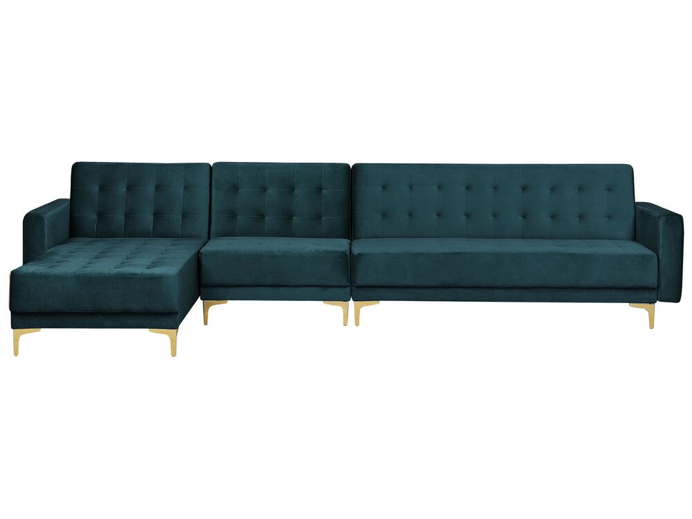 Right Hand Modular Fabric Sofa Teal ABERDEEN | Beliani.co.uk