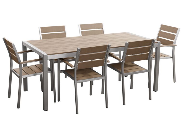 Trädgårdsmöbelset av bord och 6 stolar brun VERNIO_125566