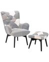 Wingback Chair with Footstool Patchwork Grey VEJLE_477558