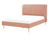 Bed fluweel perzik roze 140 x 200 cm MARVILLE_835937