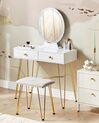 Toaletný stolík s 2 zásuvkami a LED zrkadlom biela/zlatá CAEN_844955