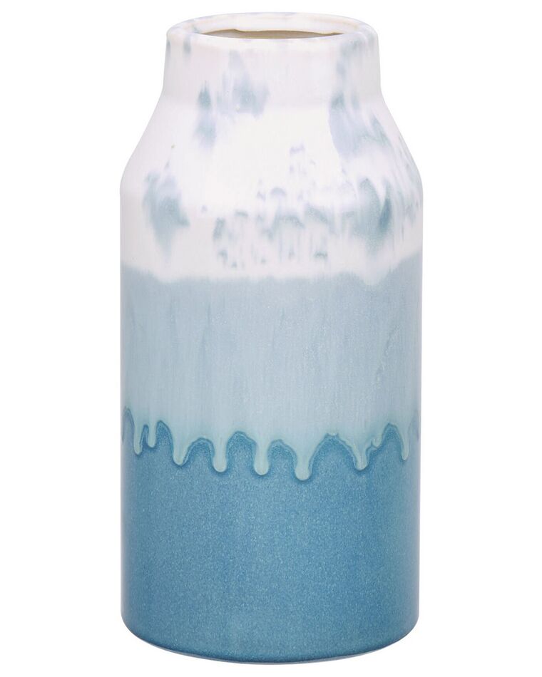 Blumenvase Steinzeug weiß / blau 26 cm CHAMAIZI_810550