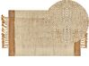 Teppich Jute sandbeige 80 x 150 cm geometrisches Muster Kurzflor DEDEMLI_847547