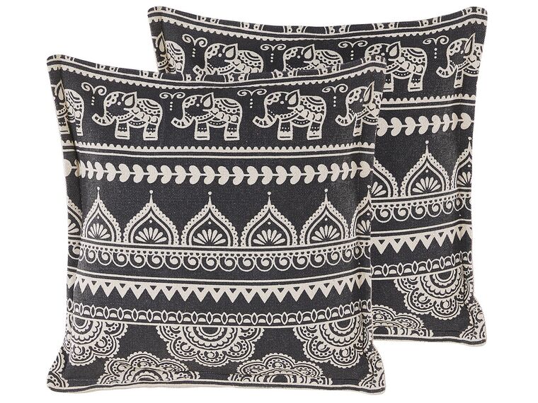 Set di 2 cuscini con motivo orientale 45 x 45 cm bianco e nero ATABAGI_802276